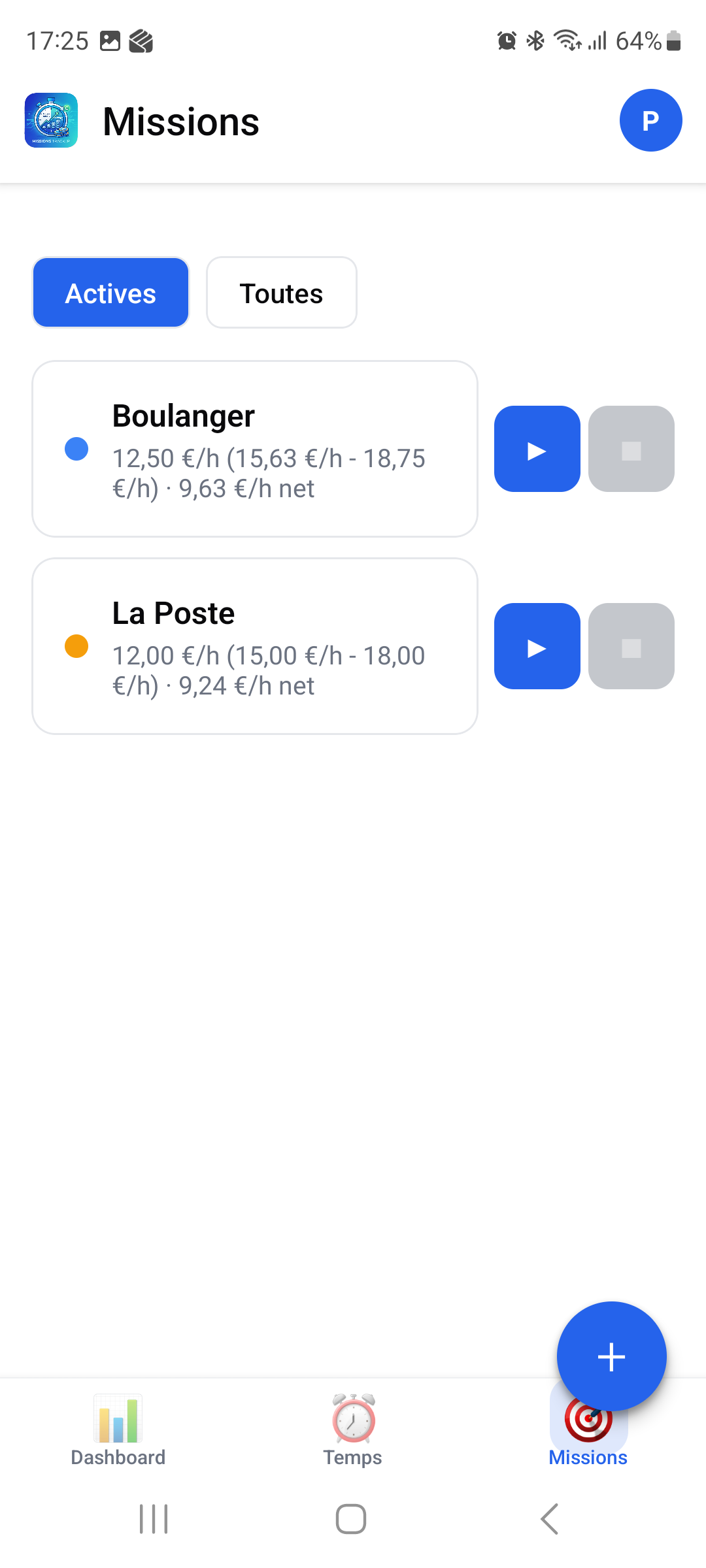 MissionsTracker - Saisie d'une entrée de temps et calcul de salaire