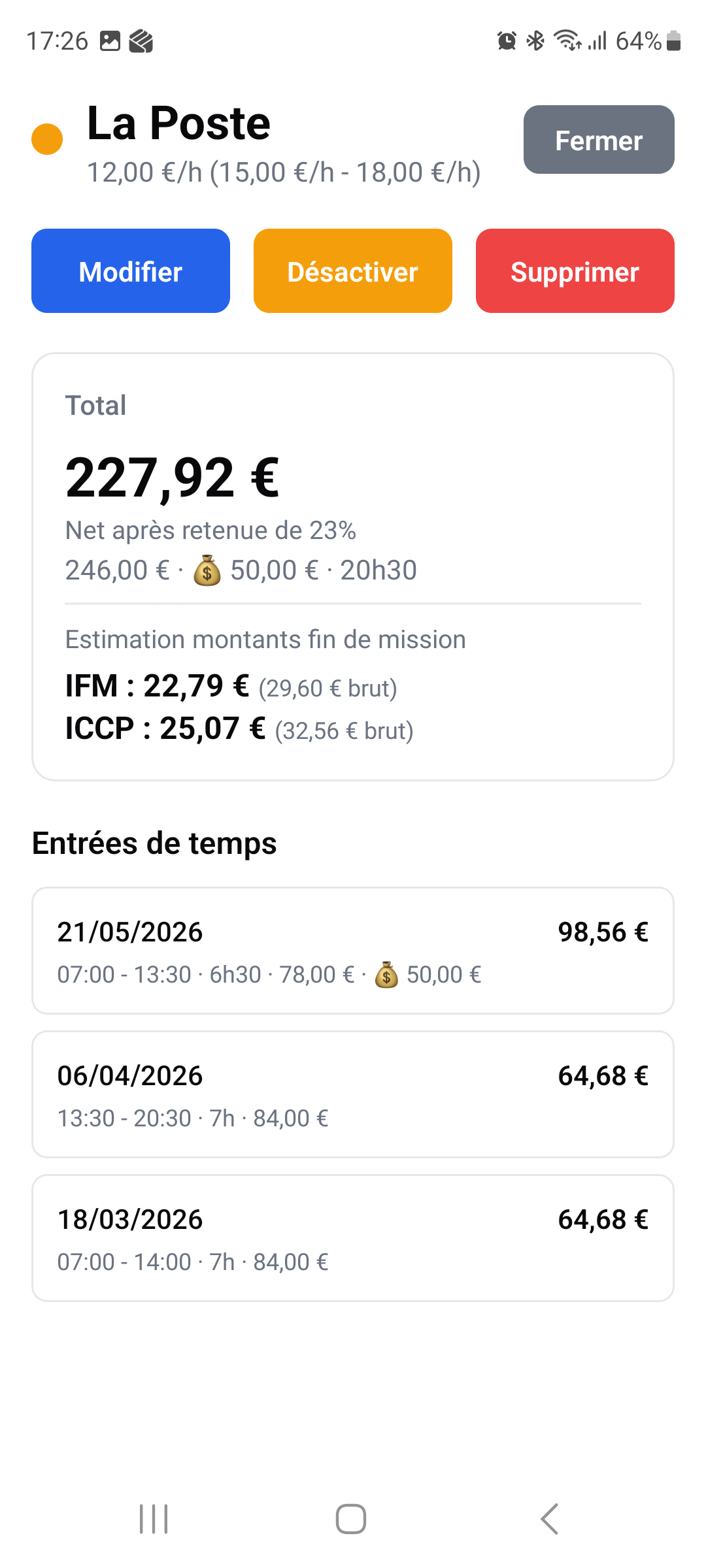 MissionsTracker - Détail d'une mission avec IFM et ICCP